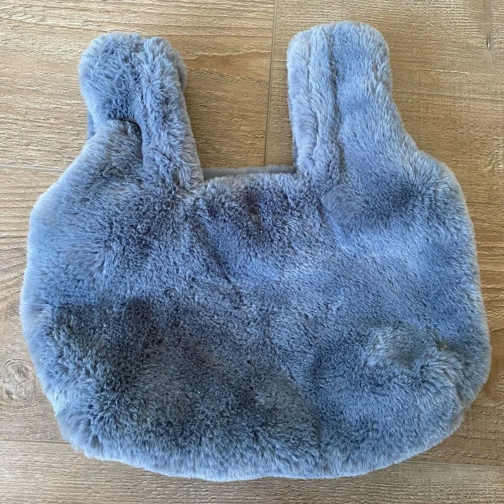 Y2K Grey Faux Fur Mini Tote Bag